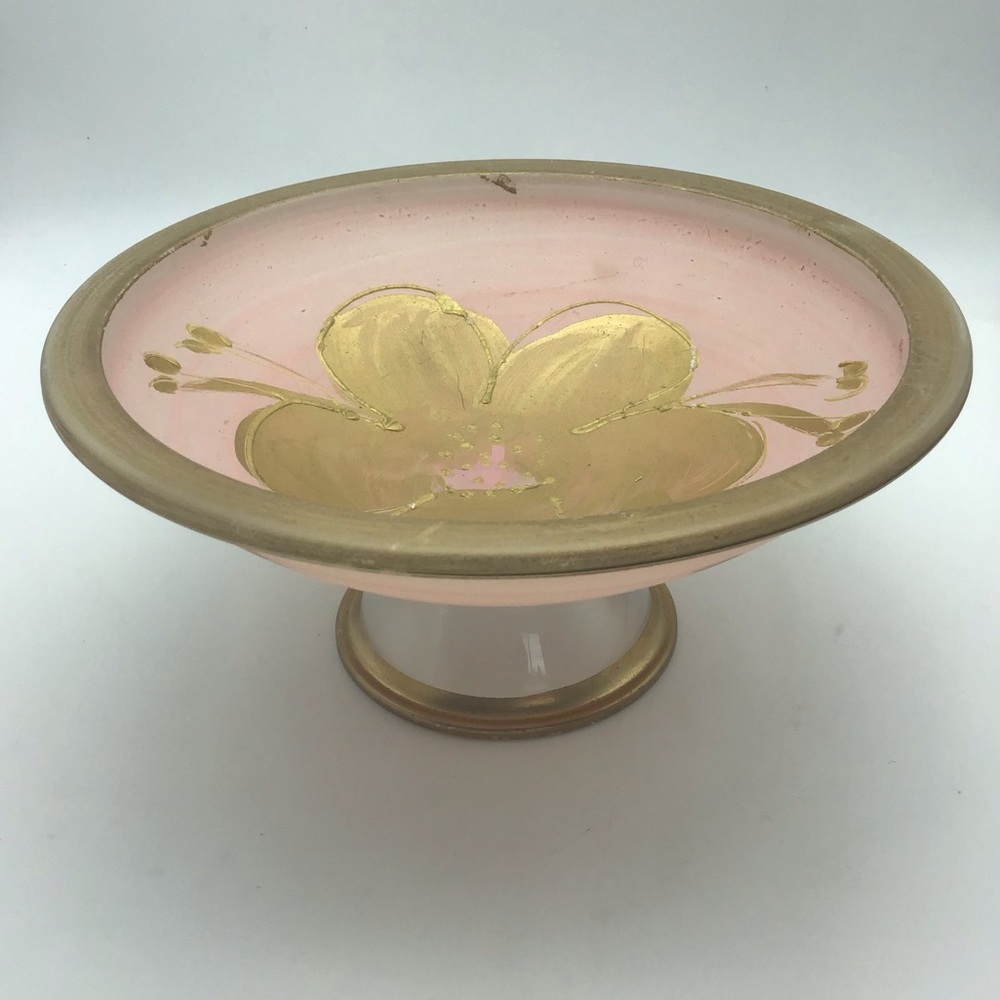 Arte Murano pink frosted pedestal bowl